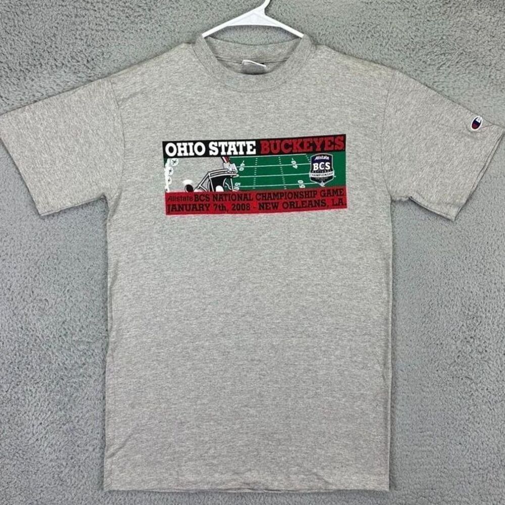Ohio State Buckeyes T-Shirt Adult Medium Grey College Casual Tees Mens Champion